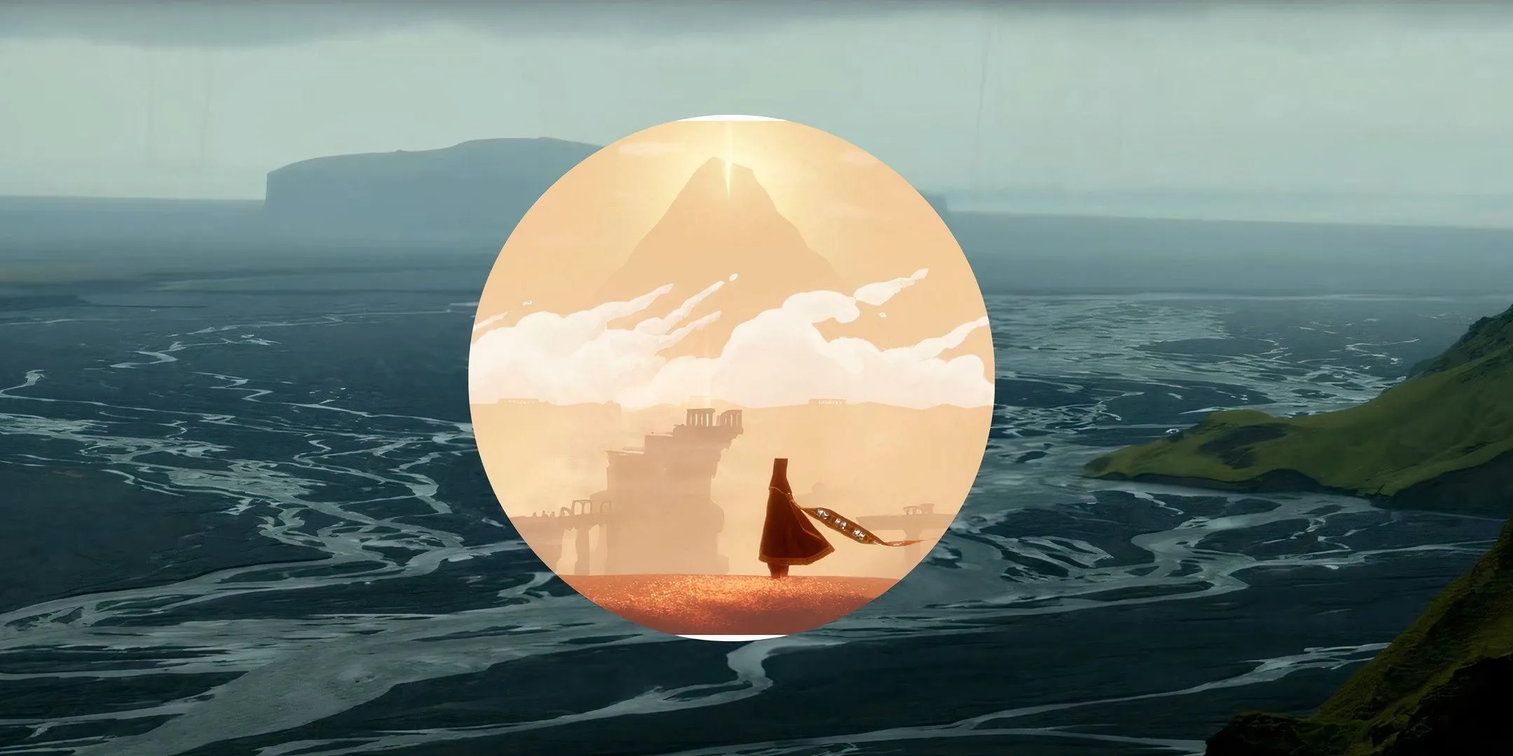 Nhân vật chính Journey trước bối cảnh hoang tàn từ Death Stranding.