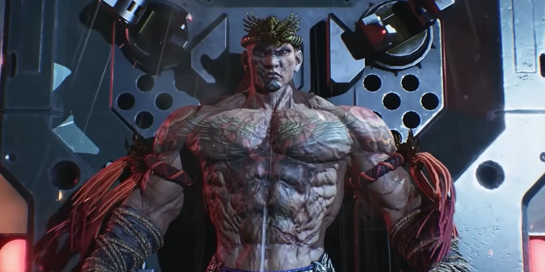 Nhân vật Fahkumram xuất hiện ấn tượng từ hộp kim loại trong game Tekken 8, minh họa đồ họa chi tiết của trò chơi đối kháng.