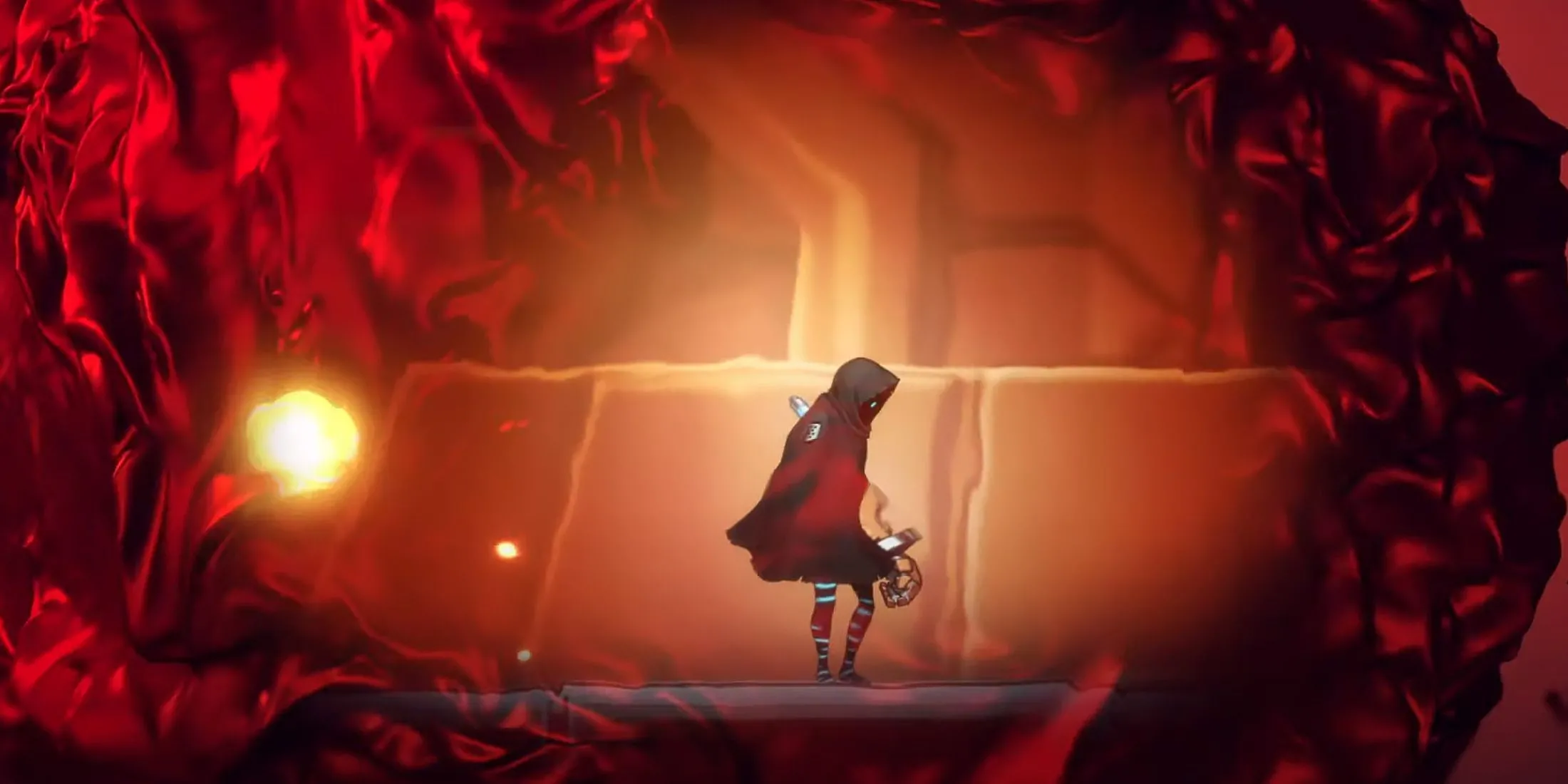 Nhân vật Swordsman No. 8 vượt qua chướng ngại vật trong Shadow Labyrinth