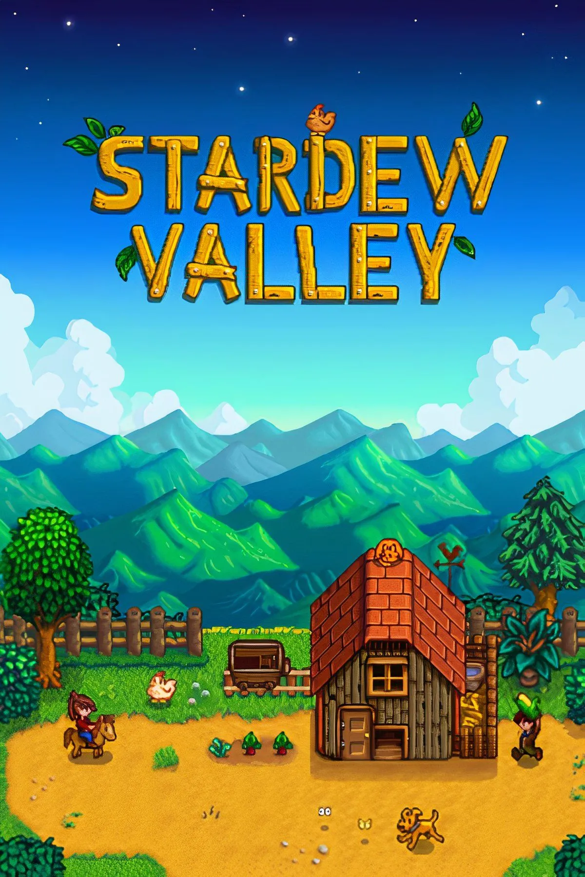 Nhân vật trong Stardew Valley đang chăm sóc nông trại giữa khung cảnh yên bình, đối lập với ý tưởng về một nông trại bị zombie bao vây.