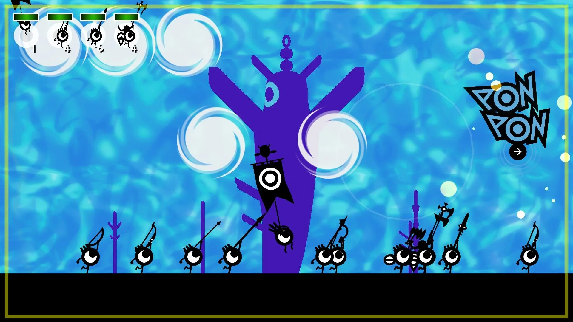 Patapon thực hiện vũ điệu gọi mưa trong thế giới game