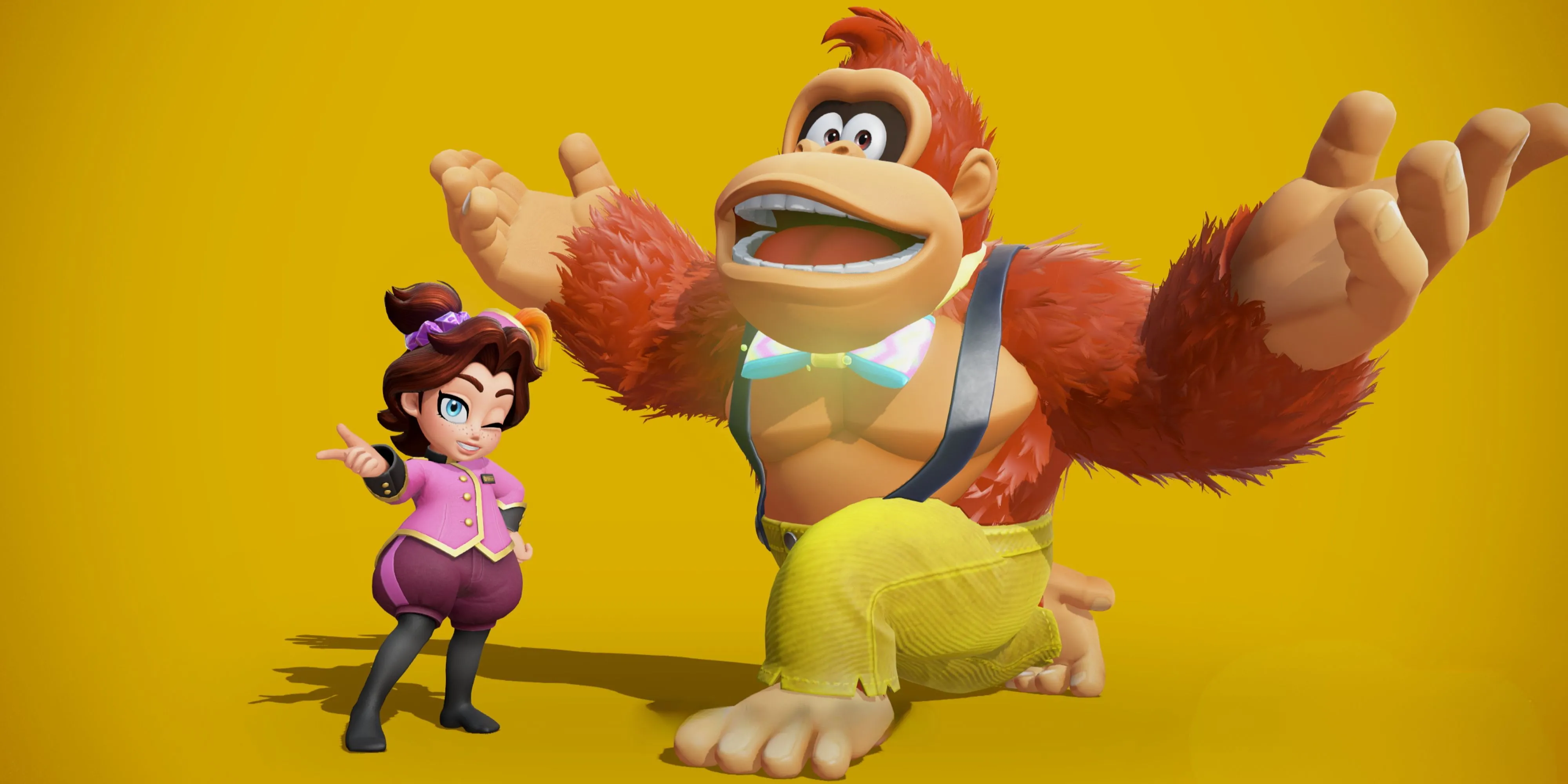 Pauline và Donkey Kong tạo dáng trong hình ảnh quảng cáo game Donkey Kong Bananza
