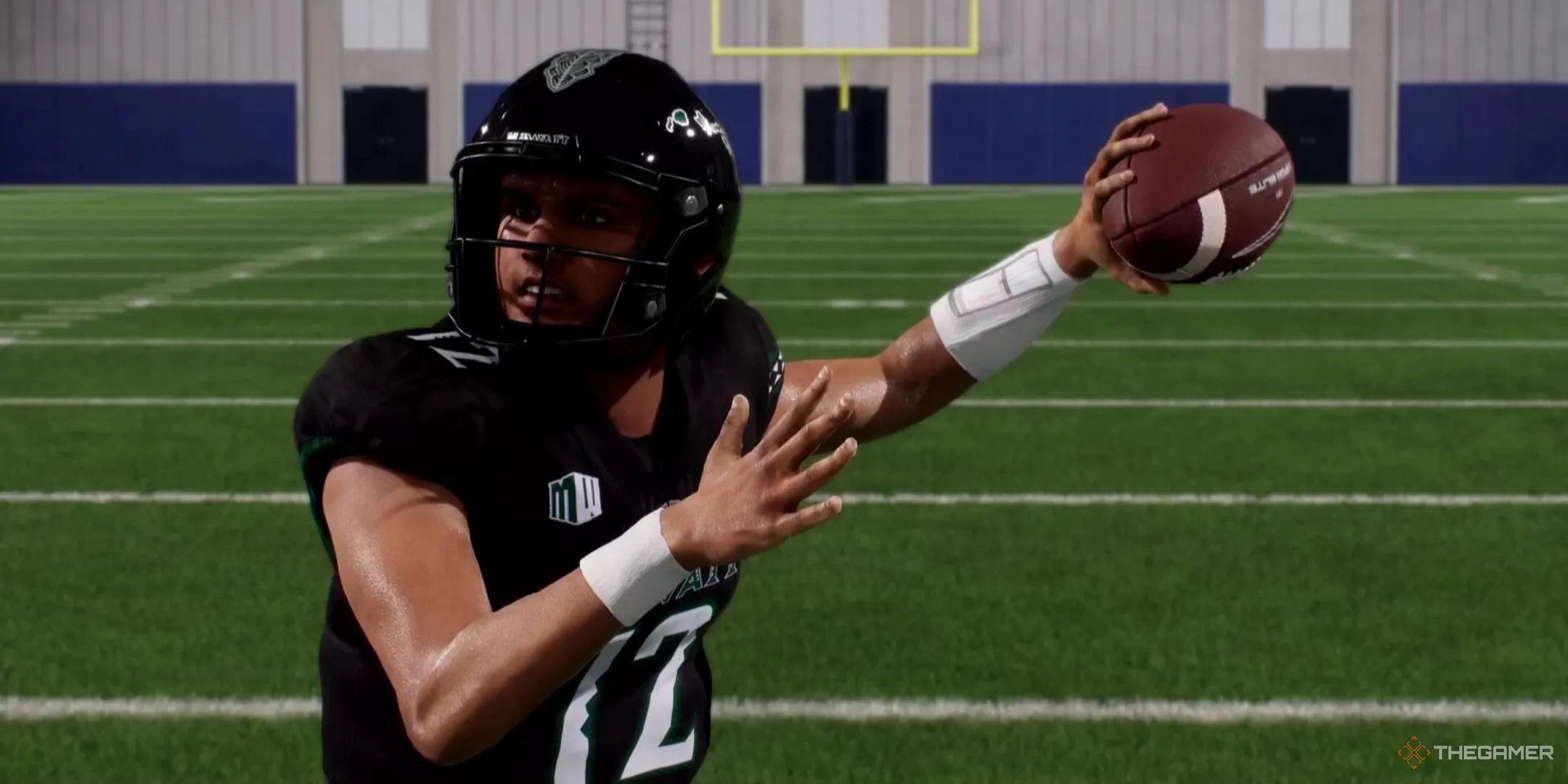 Pha ném bóng của hậu vệ biên (Quarterback) - vị trí chủ chốt trong mọi chiến thuật tấn công của College Football 26.
