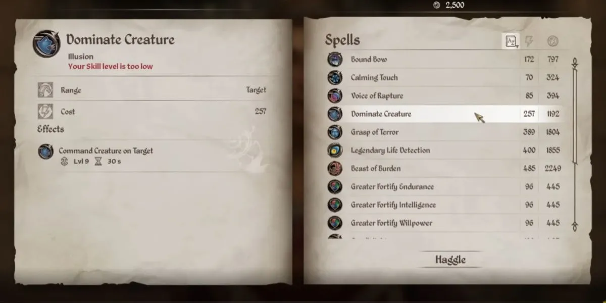 Pháp sư điều khiển một Daedroth bằng phép Dominate Creature trong Oblivion Remastered