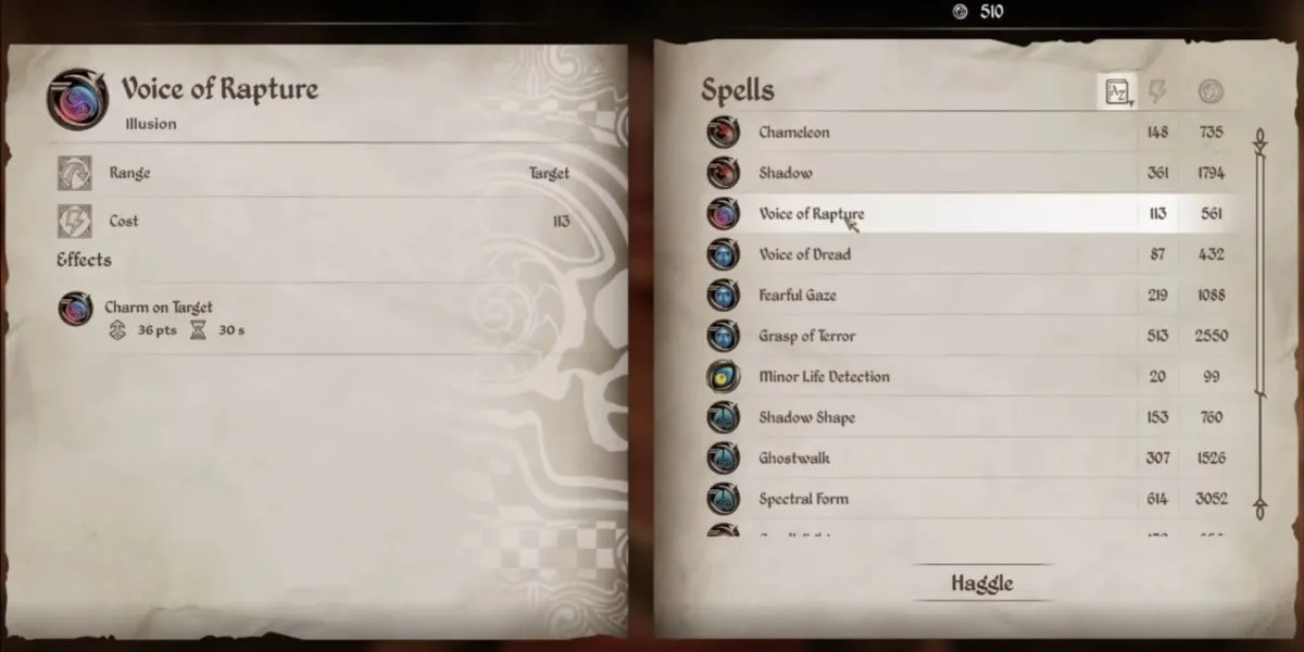 Pháp sư sử dụng phép Voice of Rapture để xoa dịu NPC trong thành phố của Oblivion Remastered