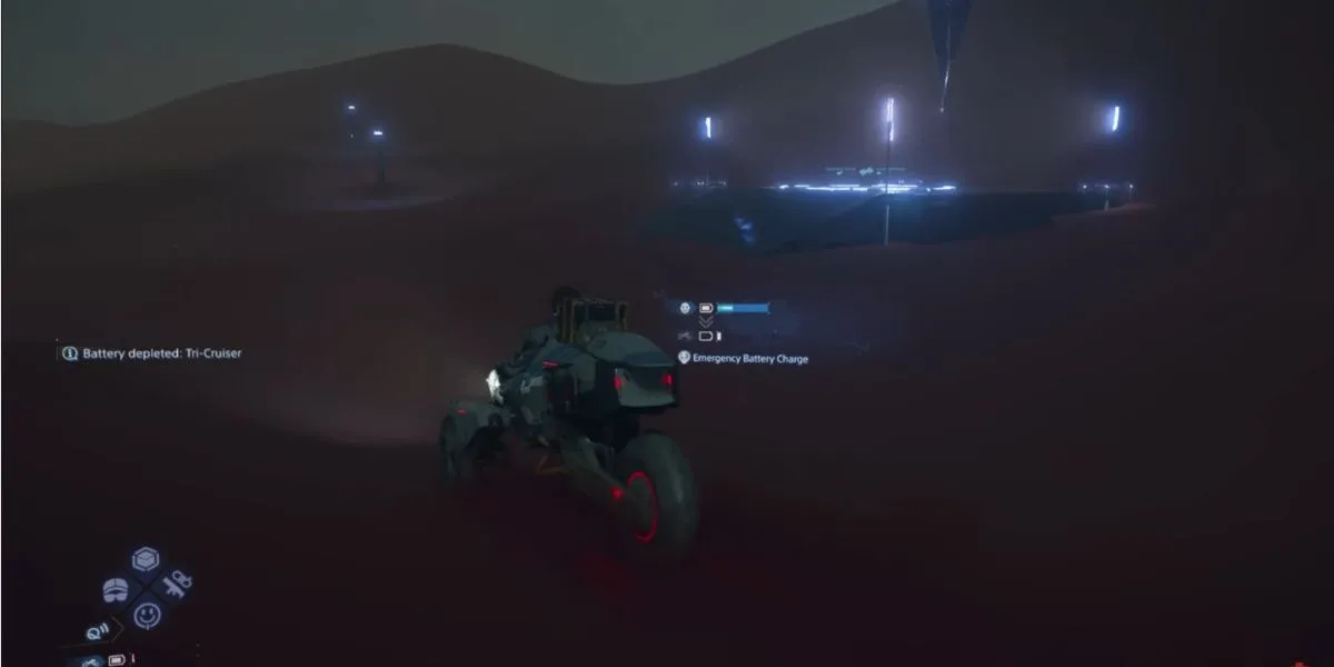 Sam Porter Bridges dùng Bộ Sạc Khẩn Cấp Xe Cộ để nạp năng lượng cho xe máy vận tải trong Death Stranding 2