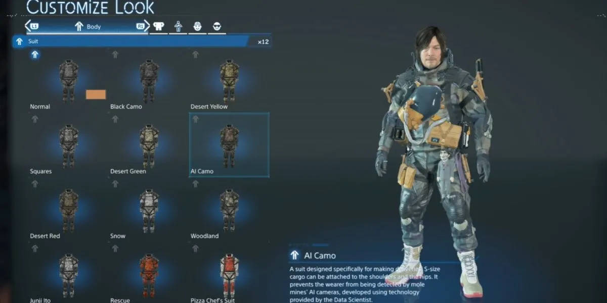 Sam Porter Bridges mặc AI Camo Suit trong Death Stranding 2: On the Beach