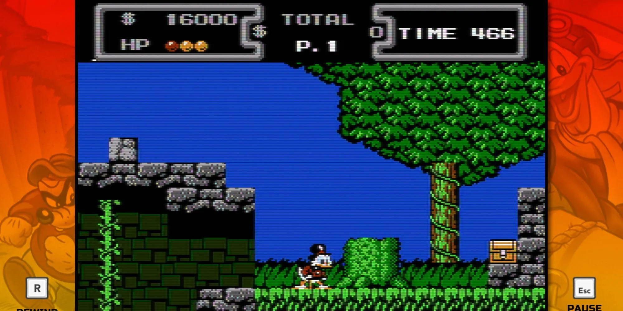 Scrooge McDuck sử dụng gậy nhảy trong game DuckTales do Capcom phát triển