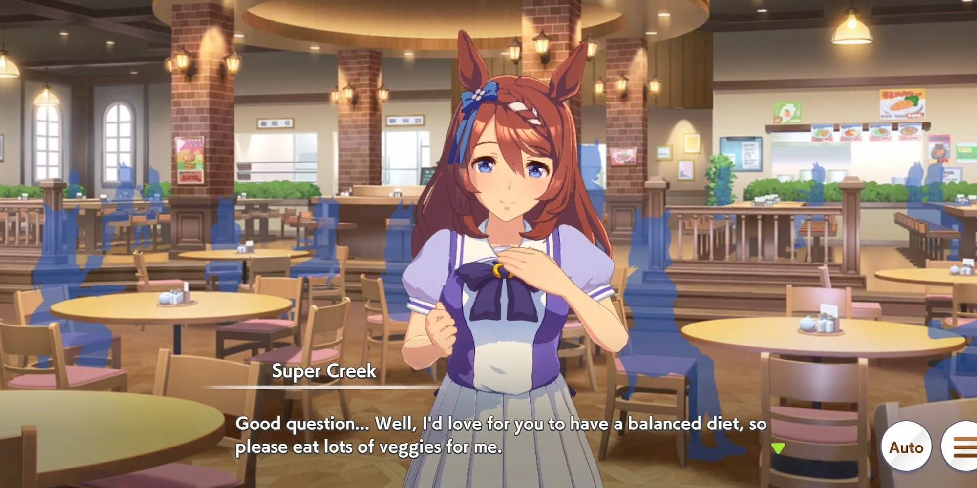 Super Creek trong Umamusume: Pretty Derby, hình ảnh cô ngựa mẹ dịu dàng được game thủ yêu thích.