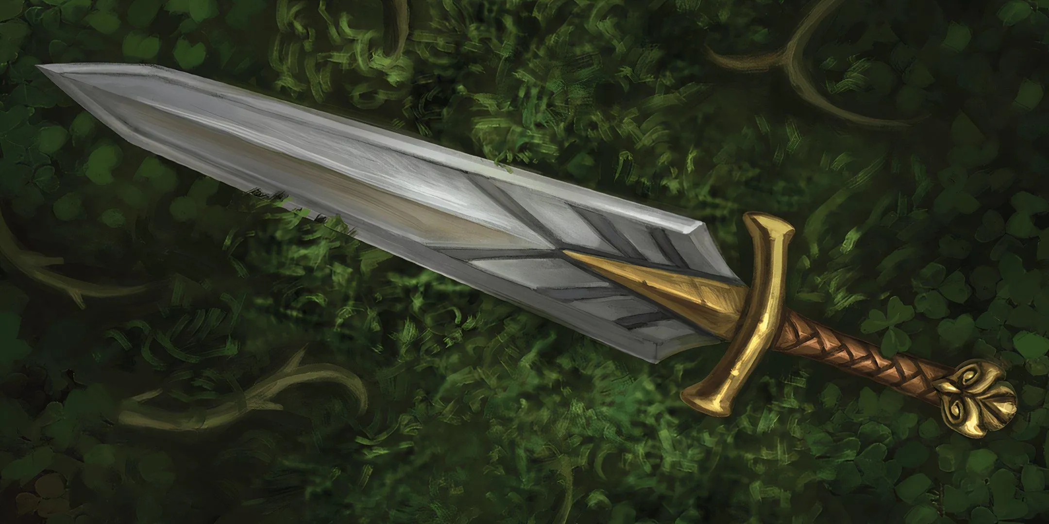 Thanh kiếm Blade of the Wood, minh họa cho khả năng ban tặng tri giác cho vật thể qua phép thuật Gain Sentience trong D&amp;D