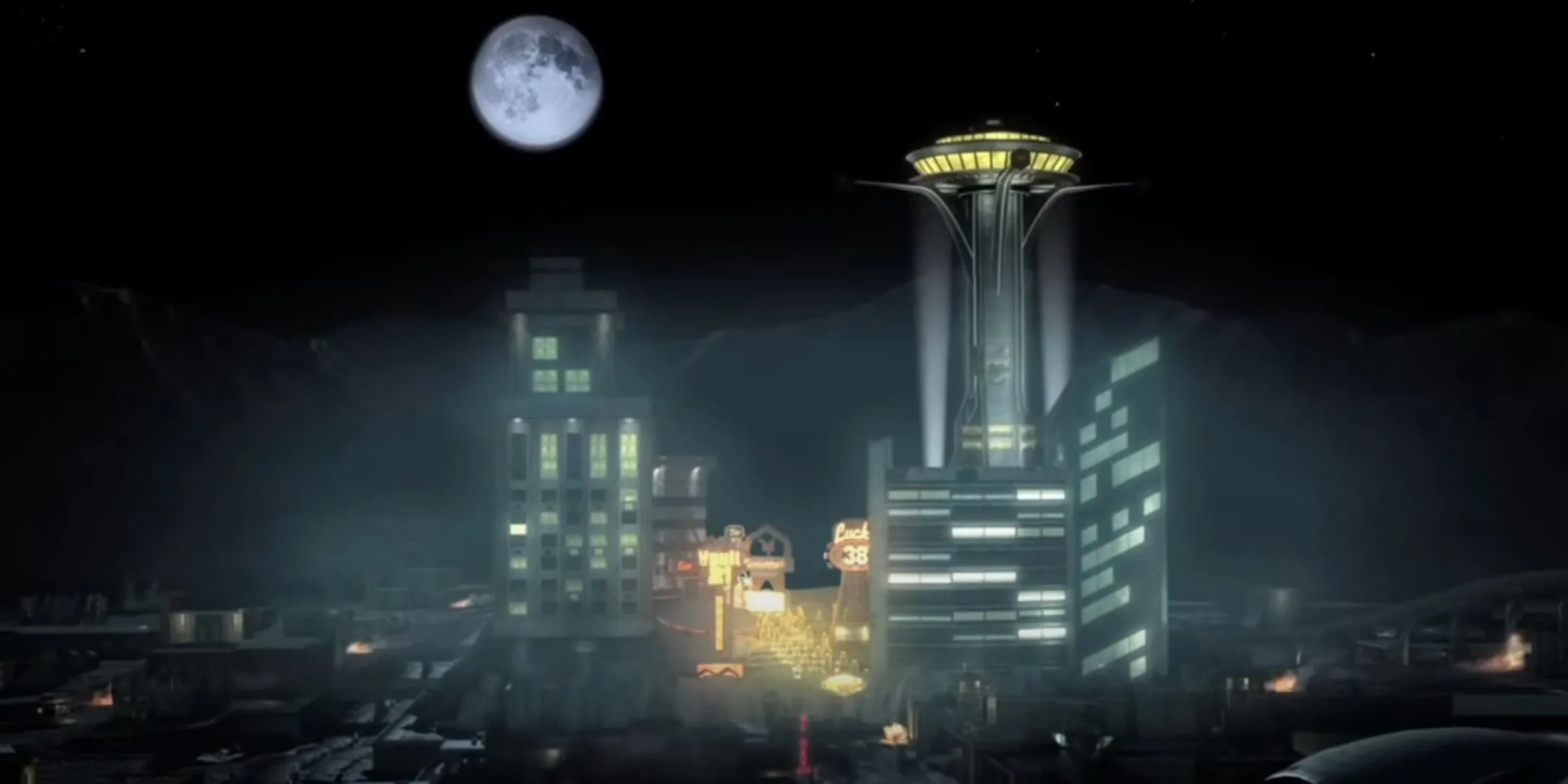 Thành phố New Vegas hiện lên từ sa mạc hoang tàn trong Fallout: New Vegas