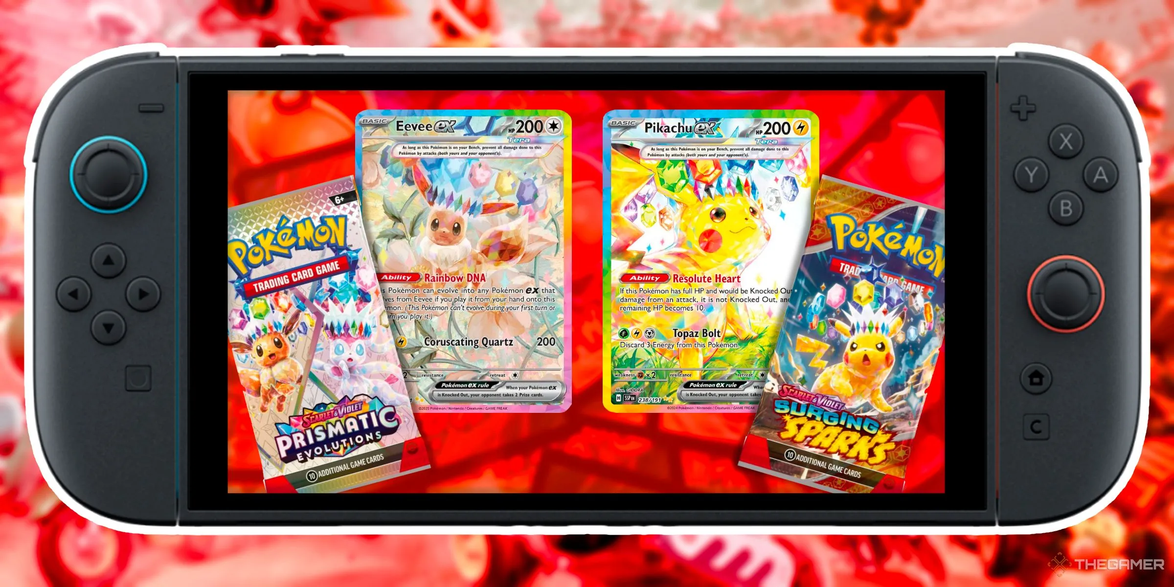 Thẻ bài Pokemon TCG Eevee và Pikachu Tera EX hiếm