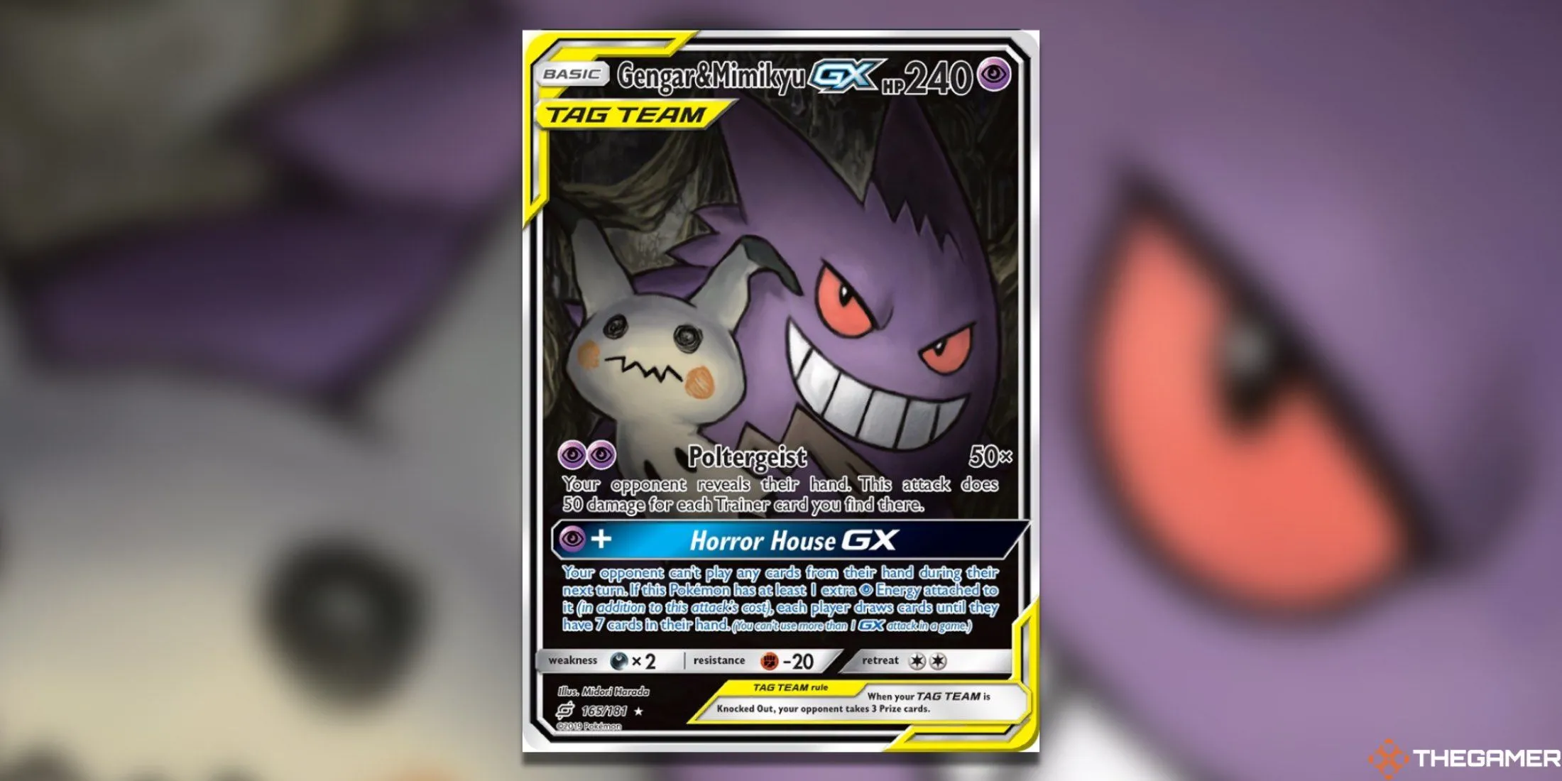 Thẻ bài Pokemon TCG Gengar &amp; Mimikyu GX Alternate Art từ Team Up, phiên bản nghệ thuật tối tăm và giá trị nhất.