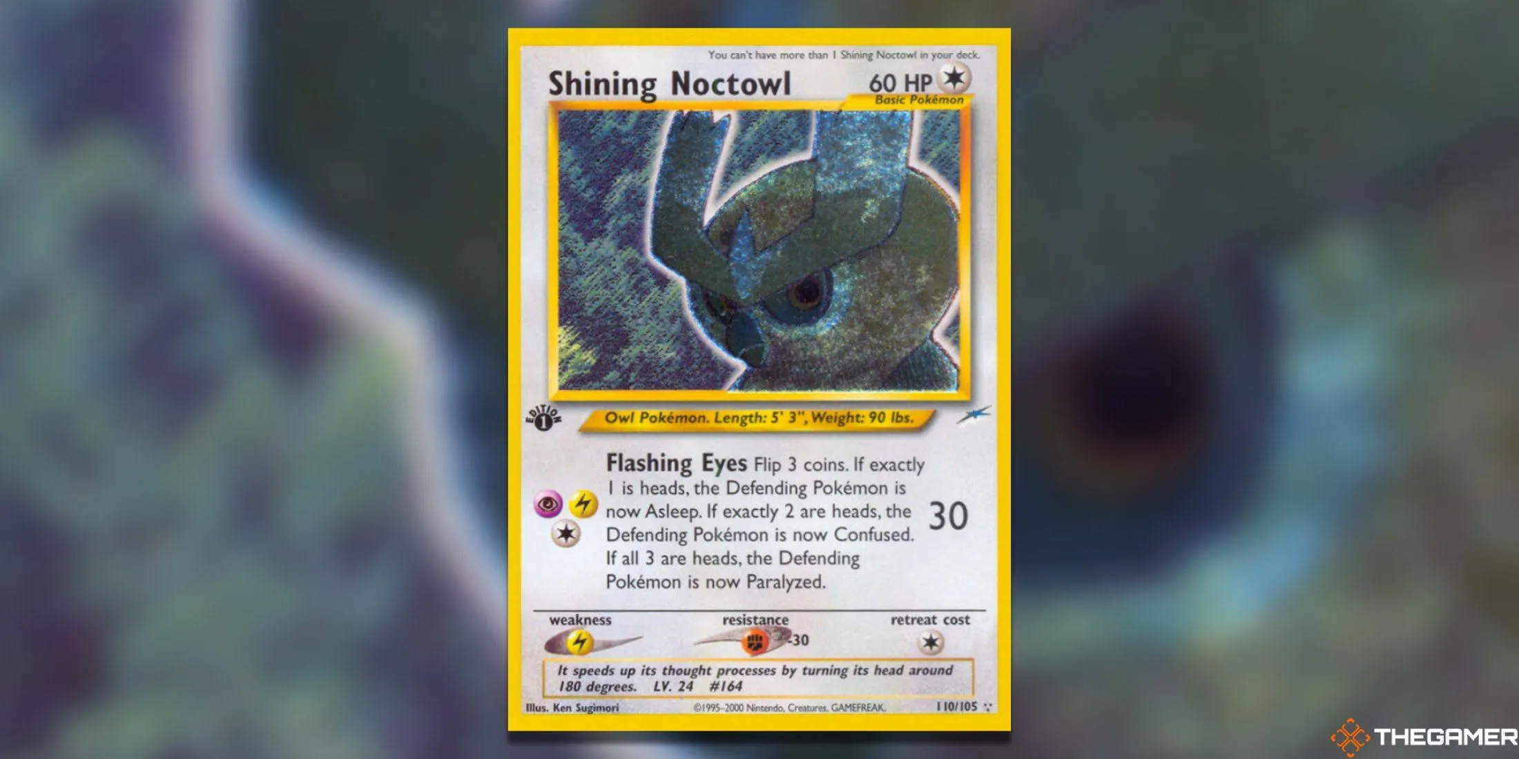 Thẻ bài Shining Noctowl First Edition từ bộ Neo Destiny của Pokemon TCG.