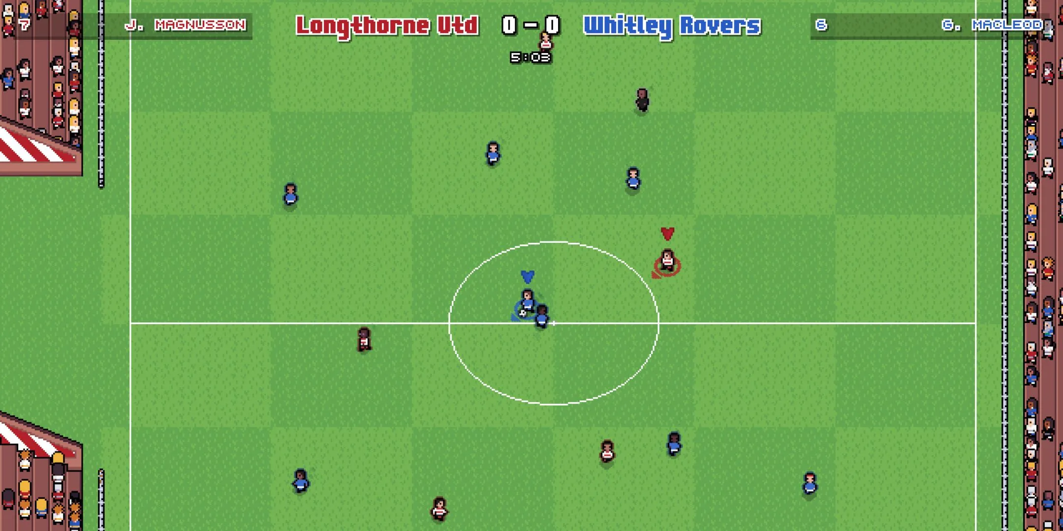 Trận đấu giữa Longthorne Utd và Whitley Rovers trong game Bang Average Football