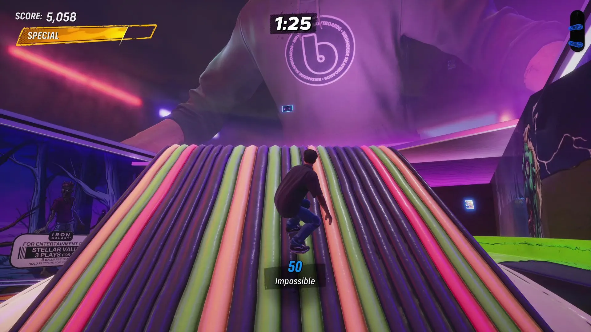 Vị trí cuộn băng bí mật ẩn giấu trên cao trong màn Pinball của Tony Hawk’s Pro Skater 3 + 4