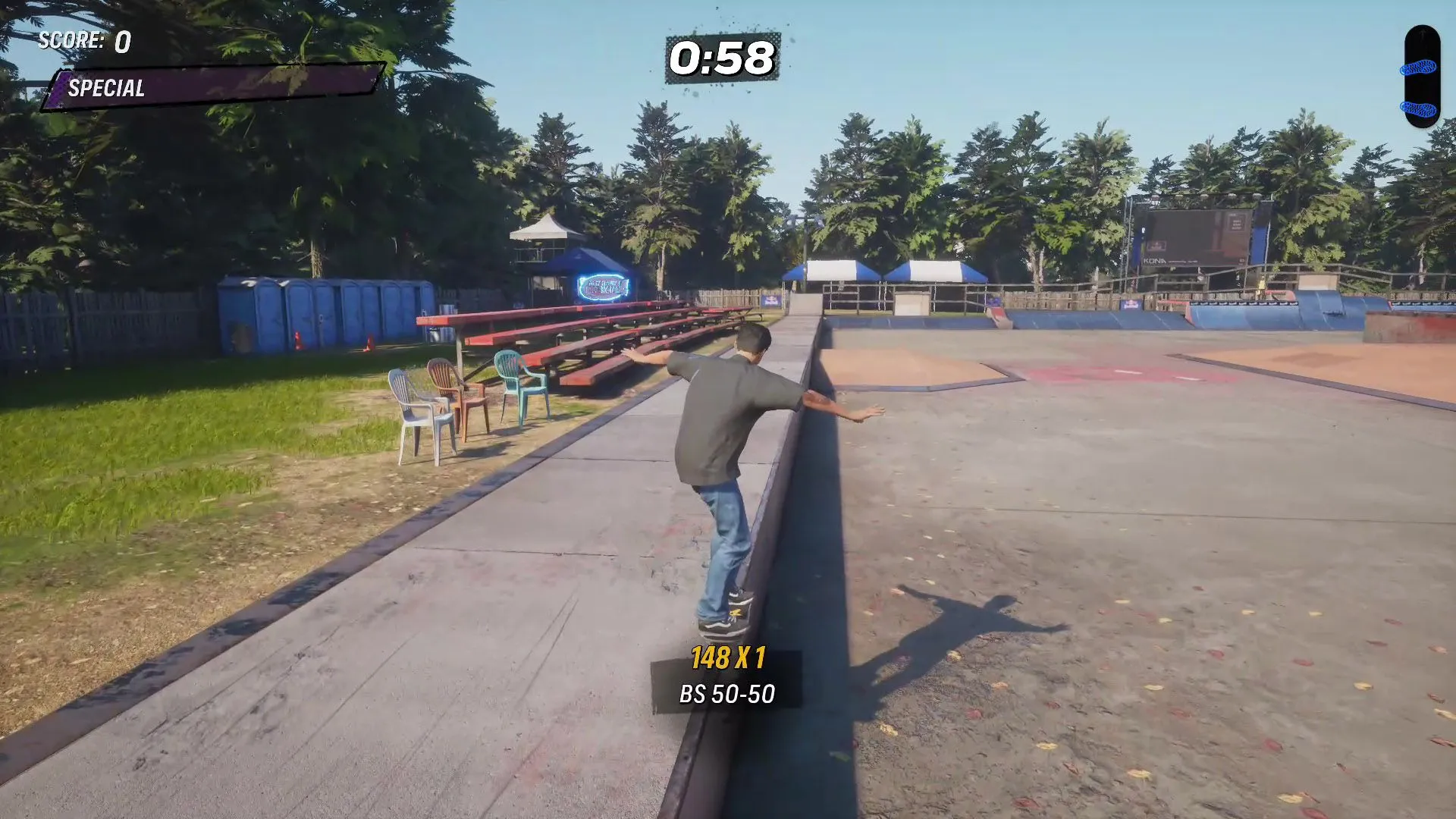 Vị trí Stat Point đầu tiên trên khán đài ở map Kona Tony Hawk's Pro Skater 3+4