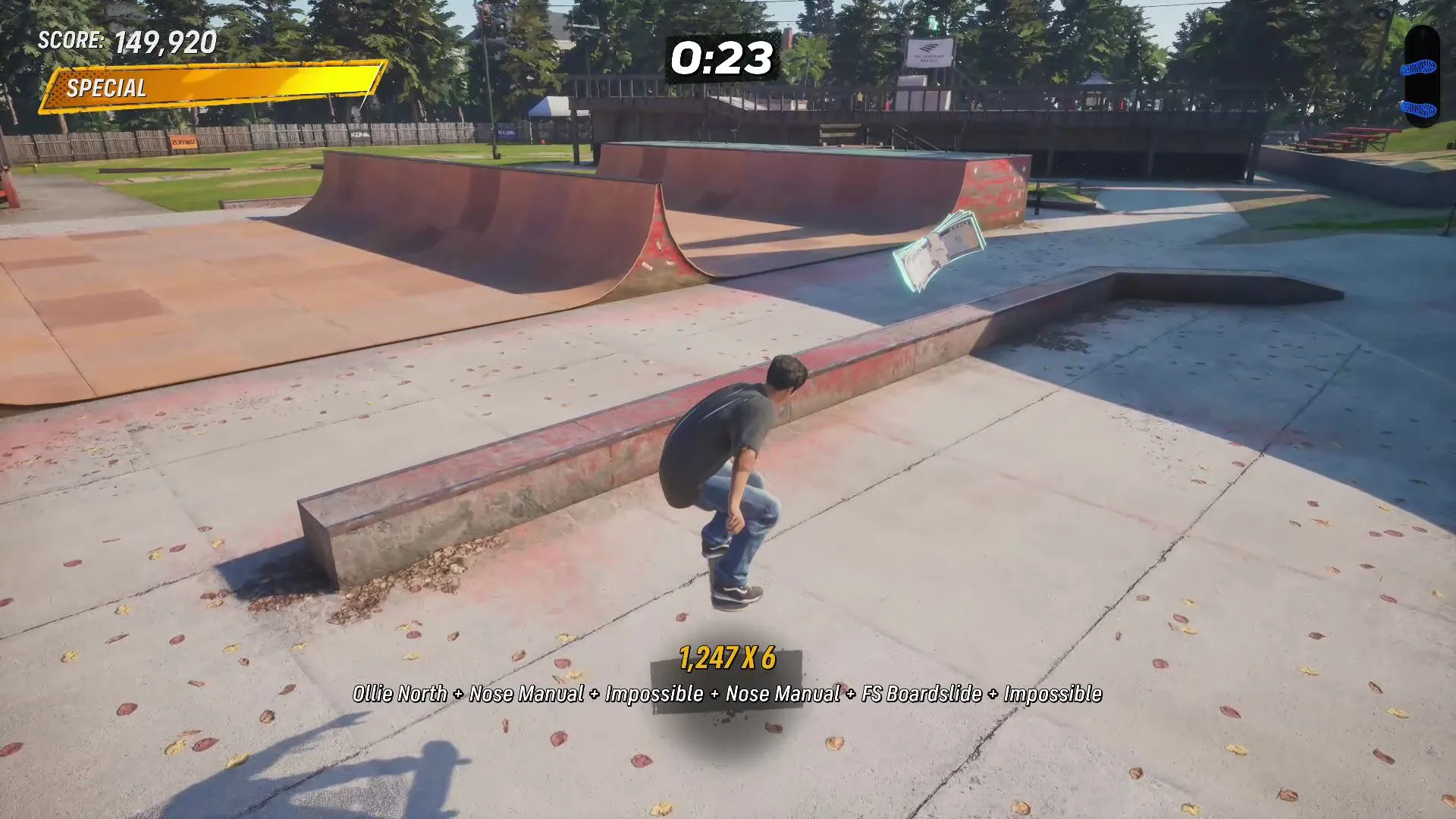 Vị trí túi tiền Cash thứ hai ở Kona Tony Hawk's Pro Skater 3+4, sau điểm xuất phát