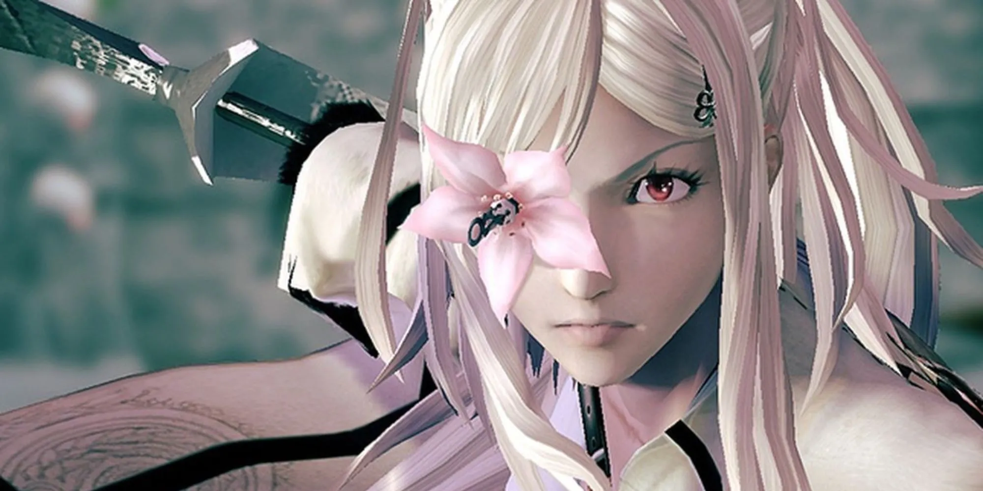 Zero từ Drakengard 3 nhìn đầy đe dọa khi sẵn sàng vung kiếm, thể hiện sự tăm tối và mạnh mẽ của nhân vật.