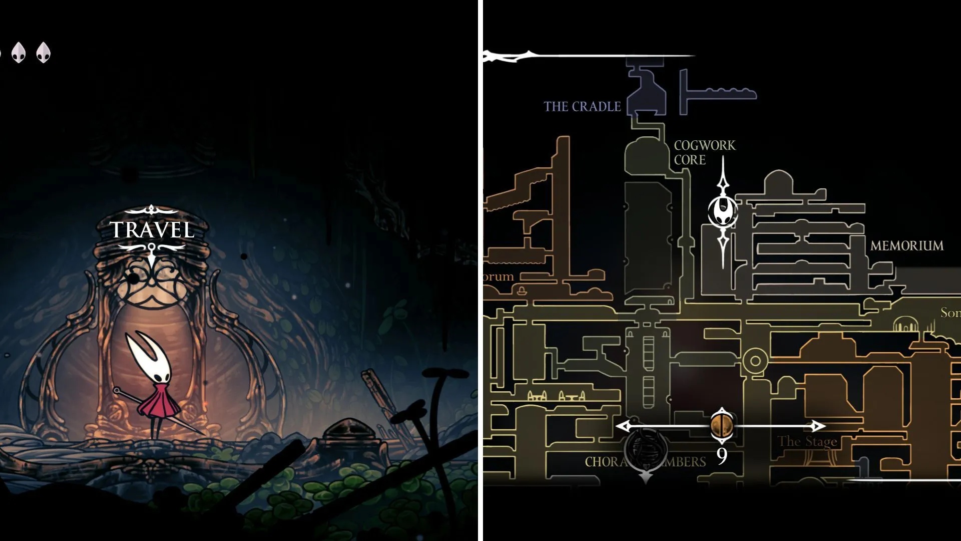 Bản đồ chỉ dẫn vị trí trạm Ventrica Memorium trong Hollow Knight Silksong