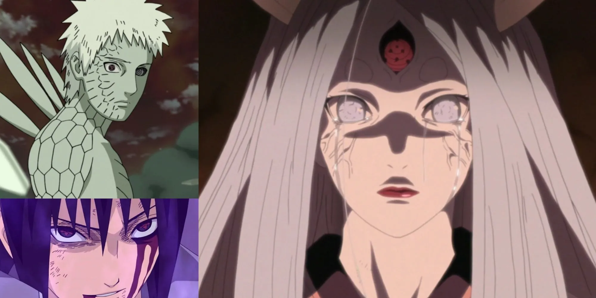 Các nhân vật Obito, Sasuke và Kaguya với nhãn thuật Dojutsu mạnh mẽ trong Naruto