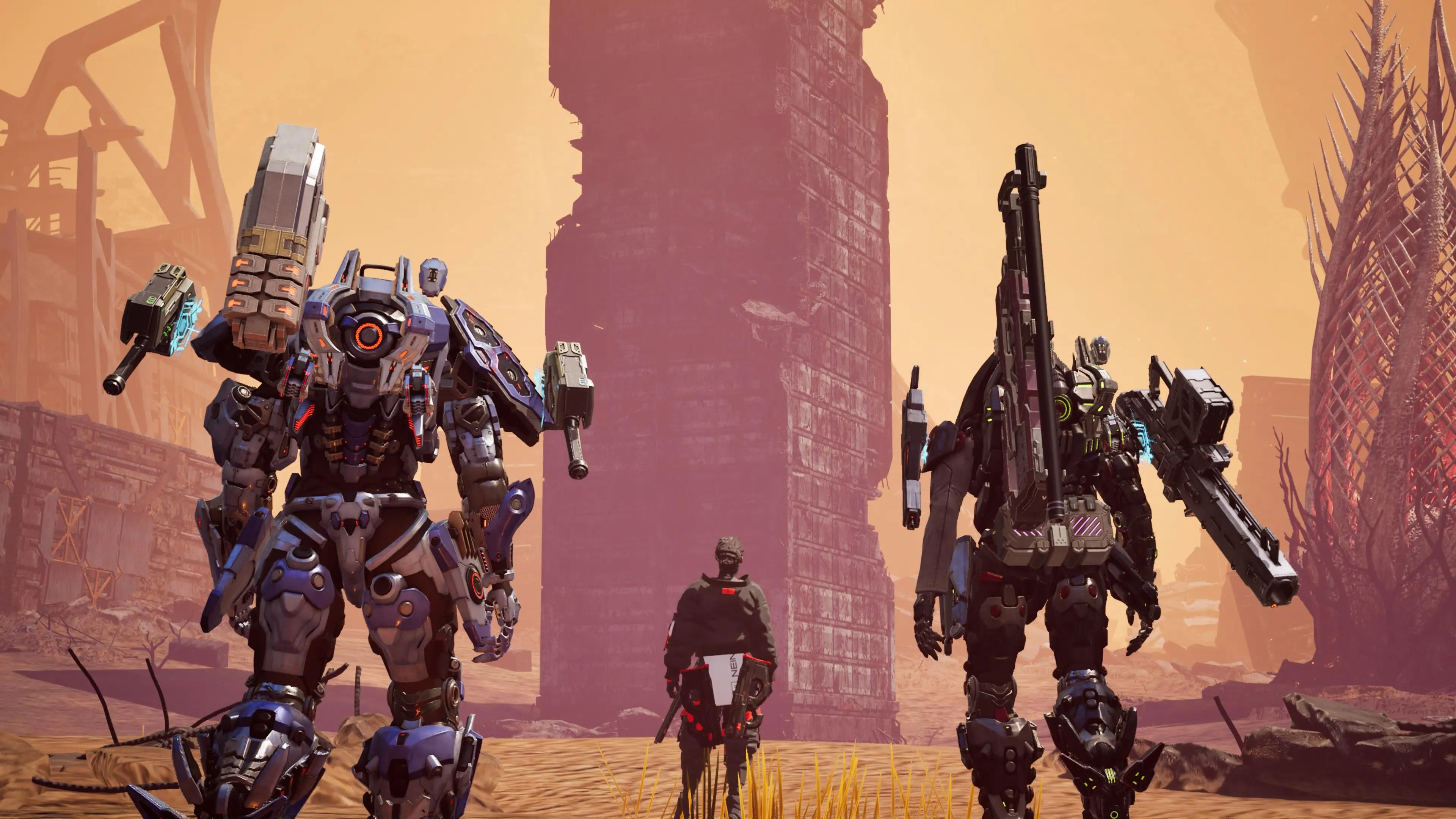 Cận cảnh tháp cao bí ẩn trong thế giới của Daemon X Machina: Titanic Scion, biểu tượng của cuộc chiến giữa Outers và Immortals.