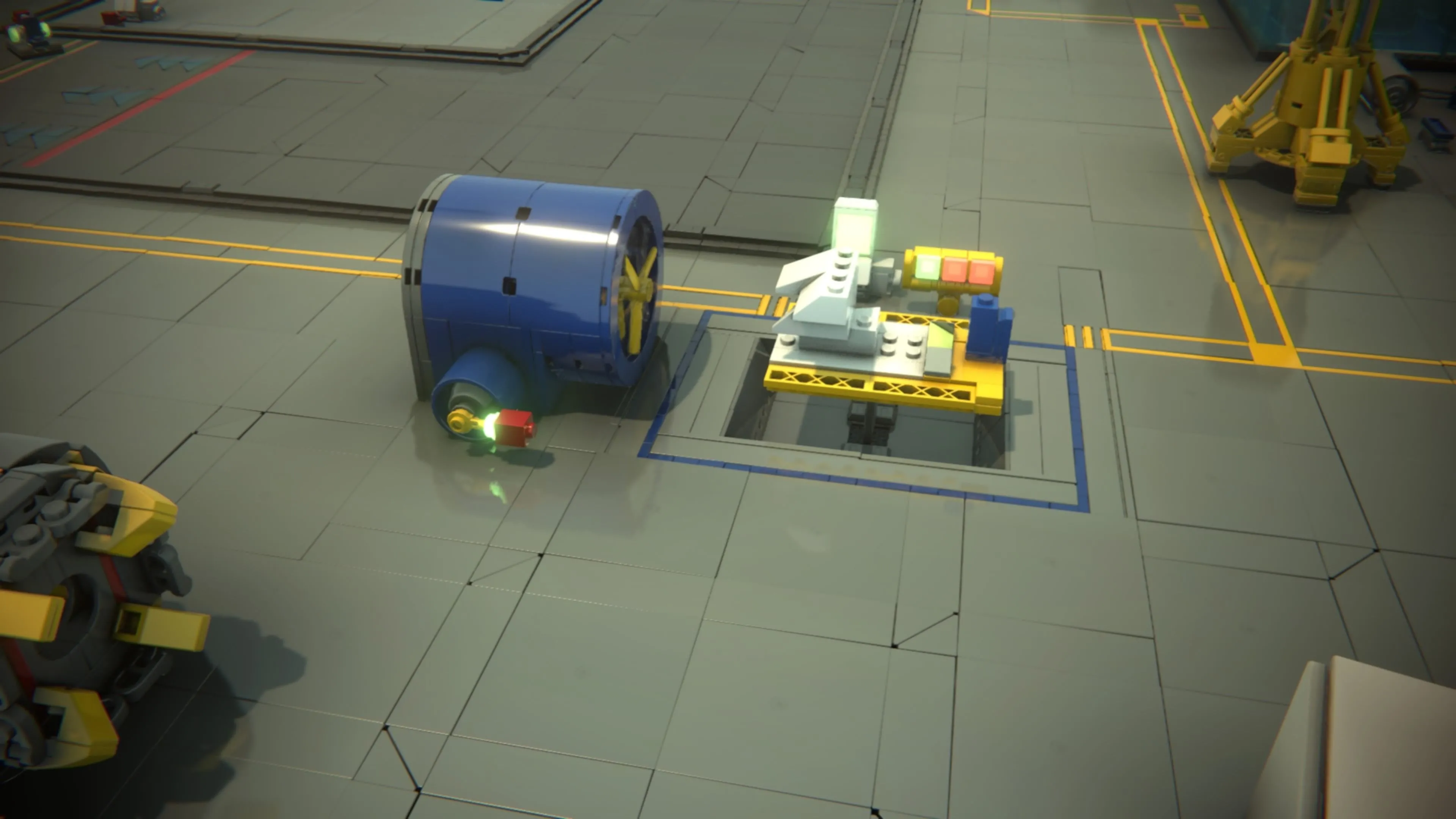 Cấu trúc LEGO được xây để chắn gió từ quạt, minh họa bài tập khí động học trong LEGO Voyagers
