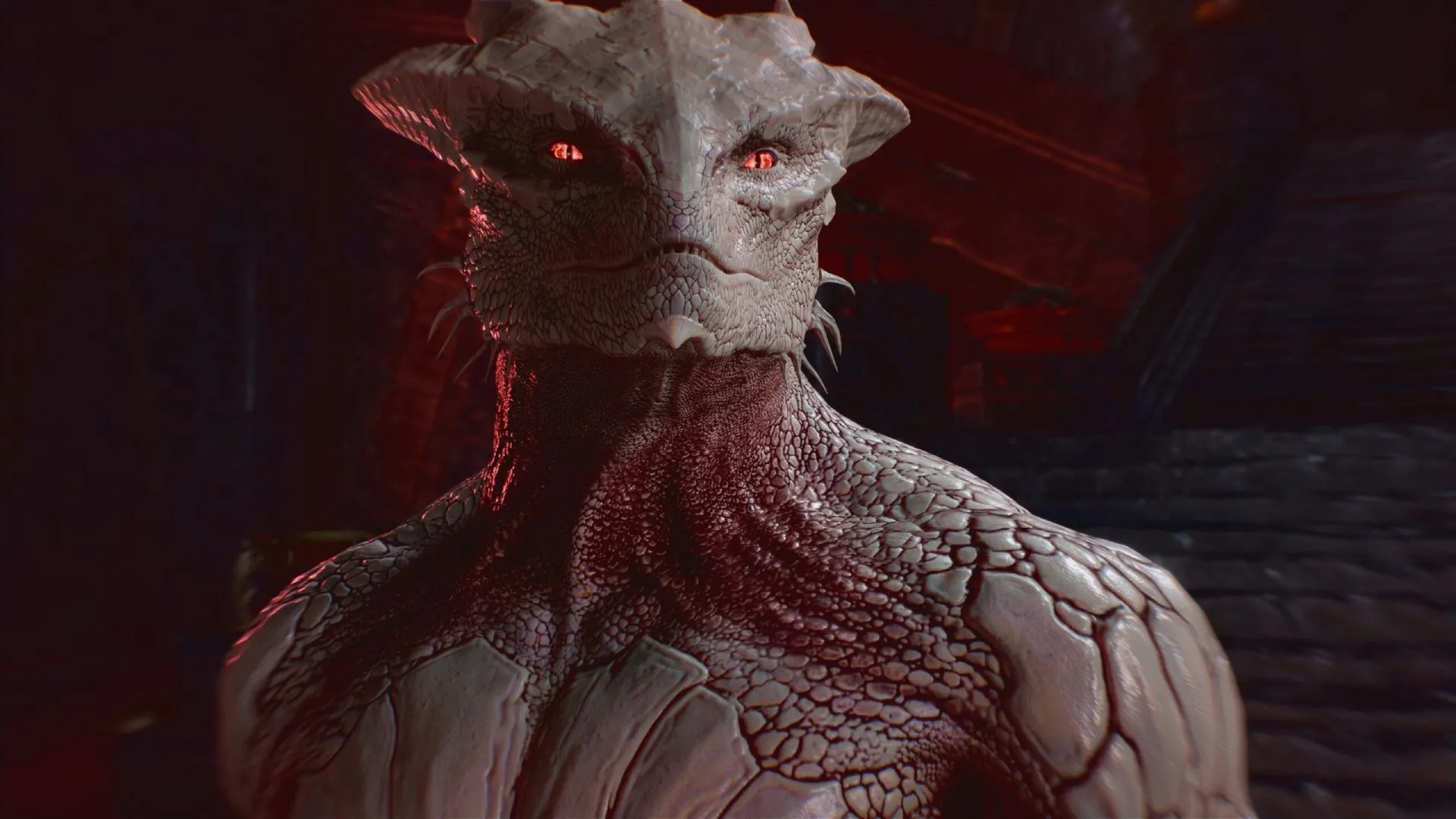 Chân dung Dark Urge Baldur's Gate 3 với đôi mắt đỏ rực