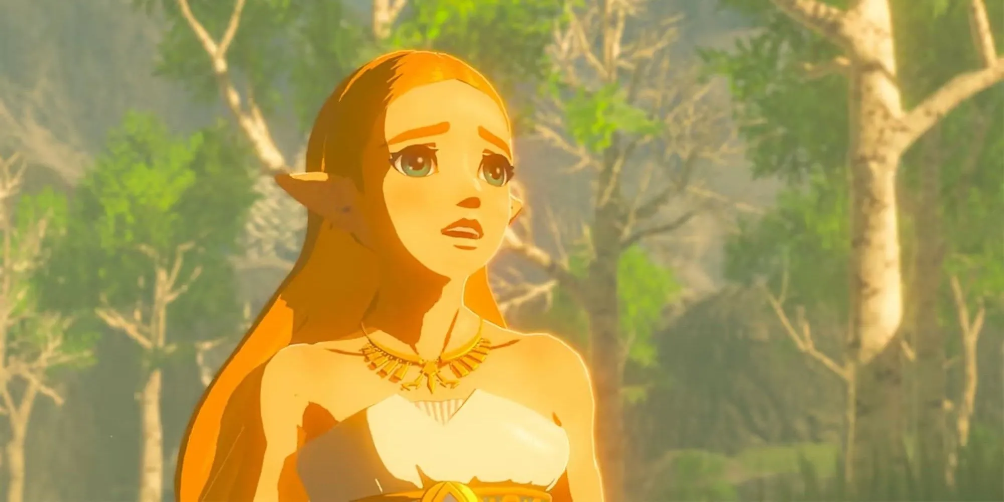 Công chúa Zelda với mái tóc ngắn và bộ trang phục trắng thanh lịch trong The Legend of Zelda: Breath of the Wild