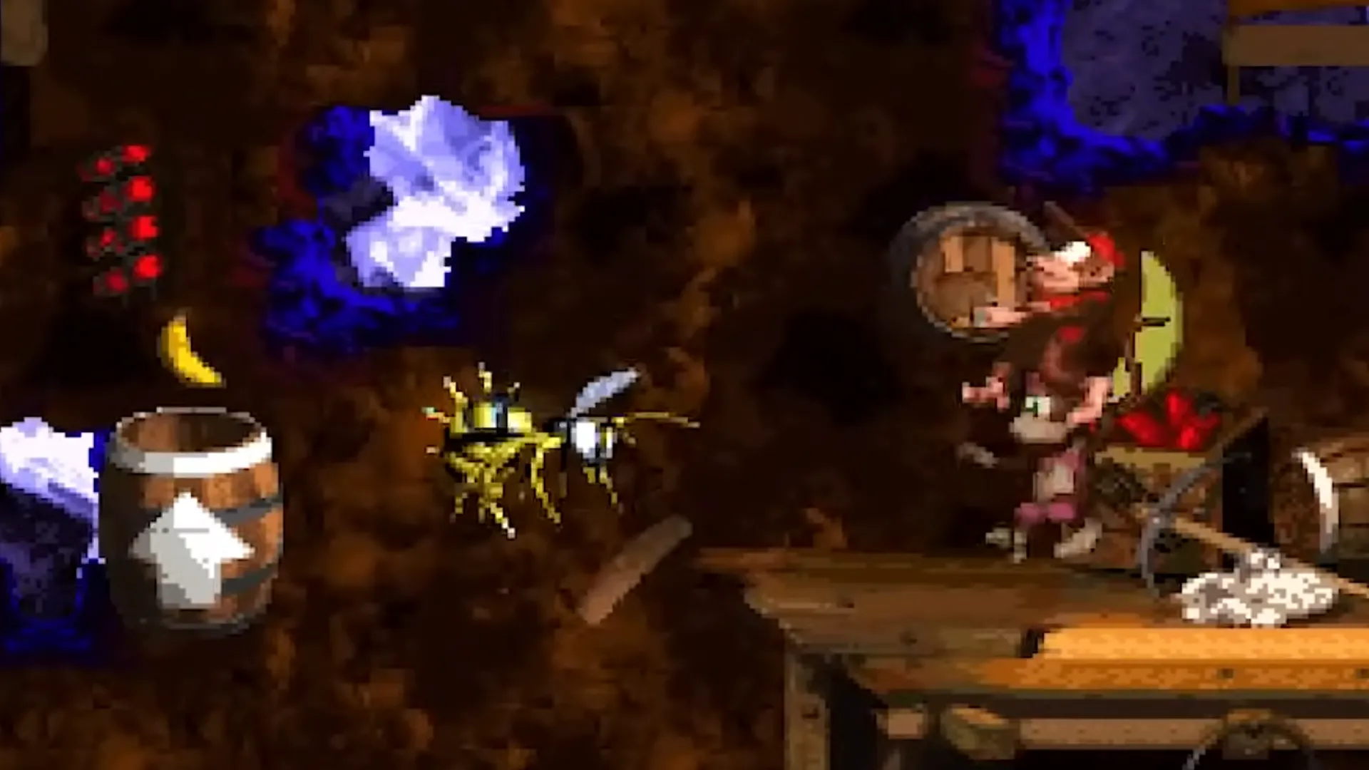 Diddy Kong và Dixie Kong phiêu lưu qua màn chơi đầy thử thách trong Donkey Kong Country 2: Diddy's Kong Quest trên SNES