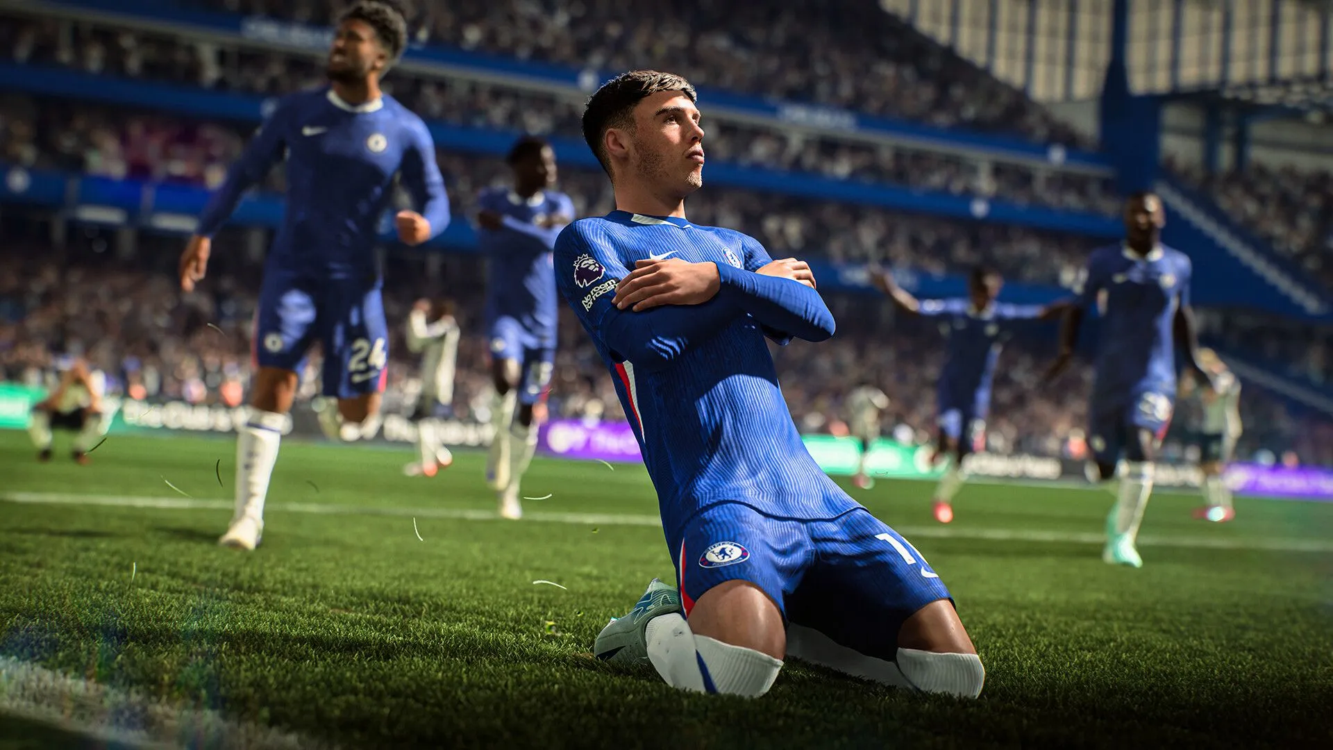 Hình ảnh logo EA Sports FC 26 với cầu thủ trên sân cỏ
