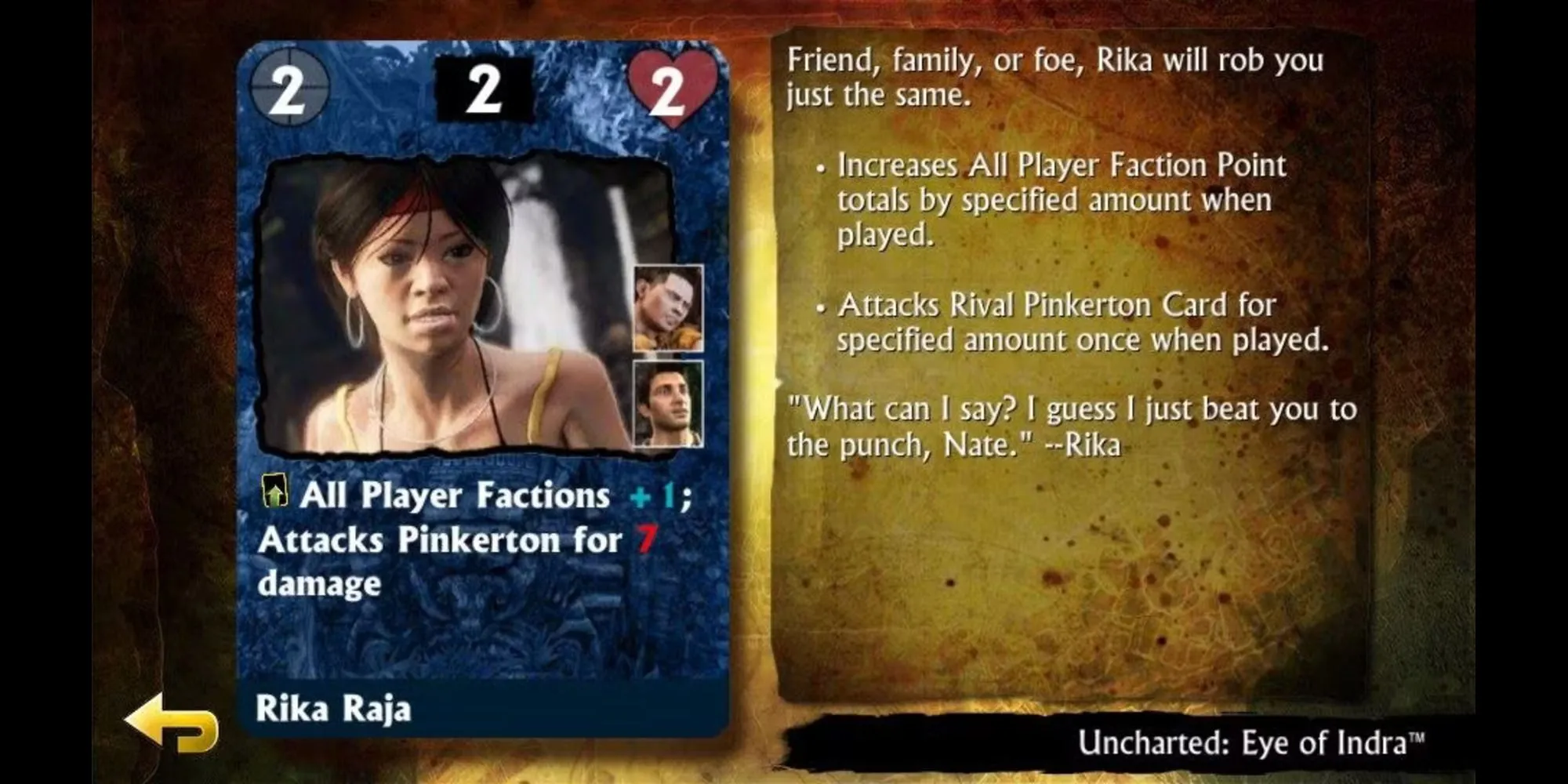 Hình ảnh quảng cáo của game Uncharted: Fight for Fortune với các lá bài và nhân vật