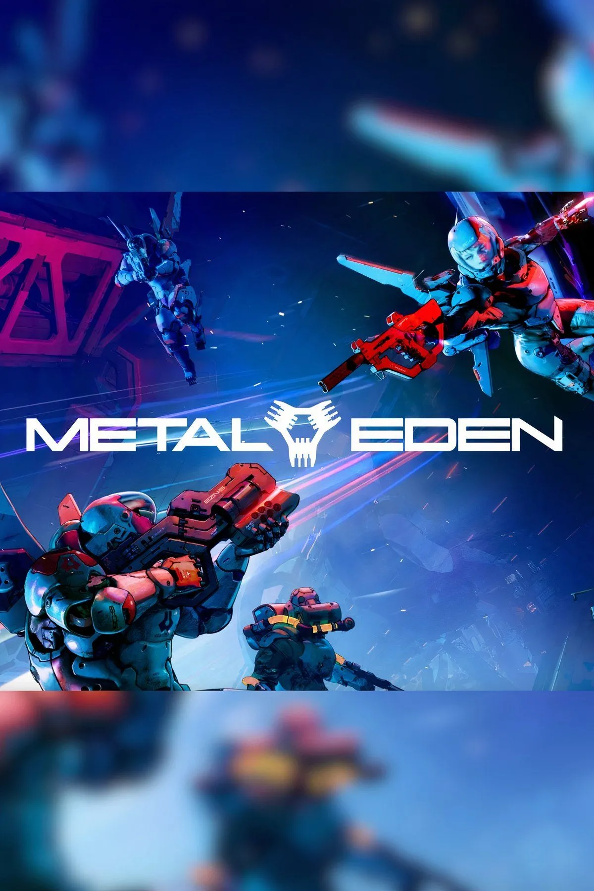 Hình ảnh tổng hợp gameplay hoành tráng của Metal Eden với chiến binh giữa trận chiến nảy lửa, thể hiện đồ họa Unreal Engine 5 ấn tượng và phong cách hành động tốc độ cao.
