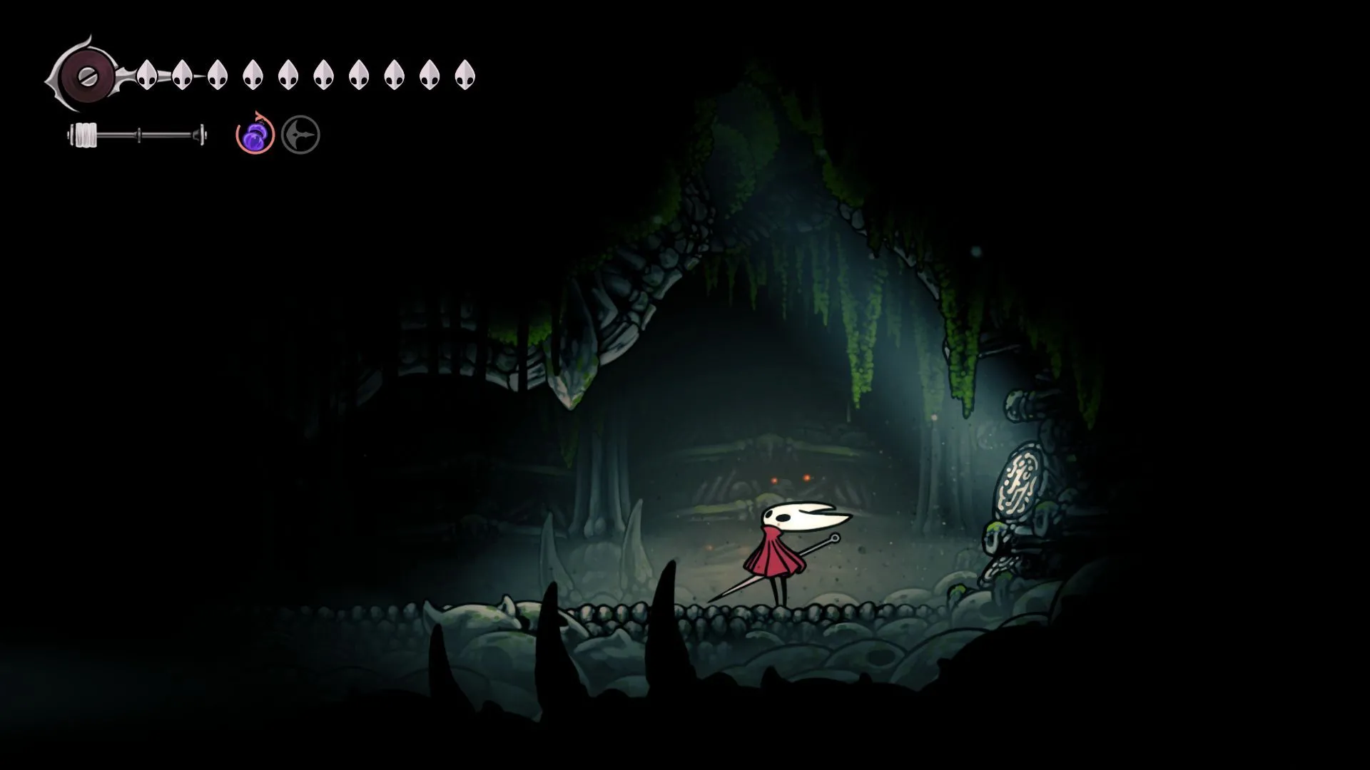 Hornet dùng Silk Soar trong Hollow Knight Silksong để đến Shaman Crest