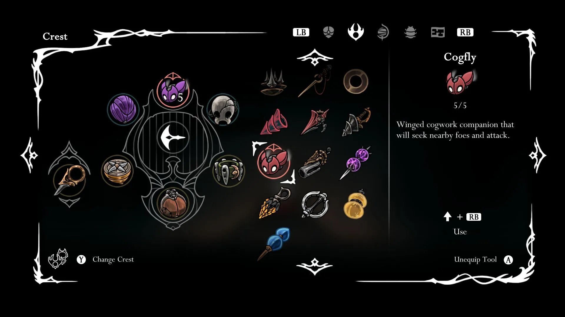 Hornet sử dụng công cụ Poison Cogfly để tấn công kẻ địch bay trong Hollow Knight Silksong