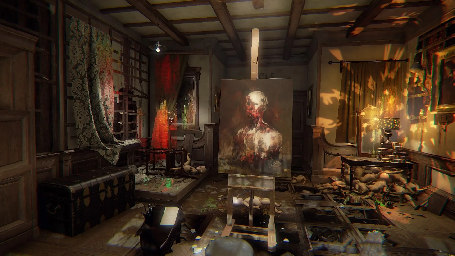 Một họa sĩ đang vật lộn với bức tranh trong Layers of Fear