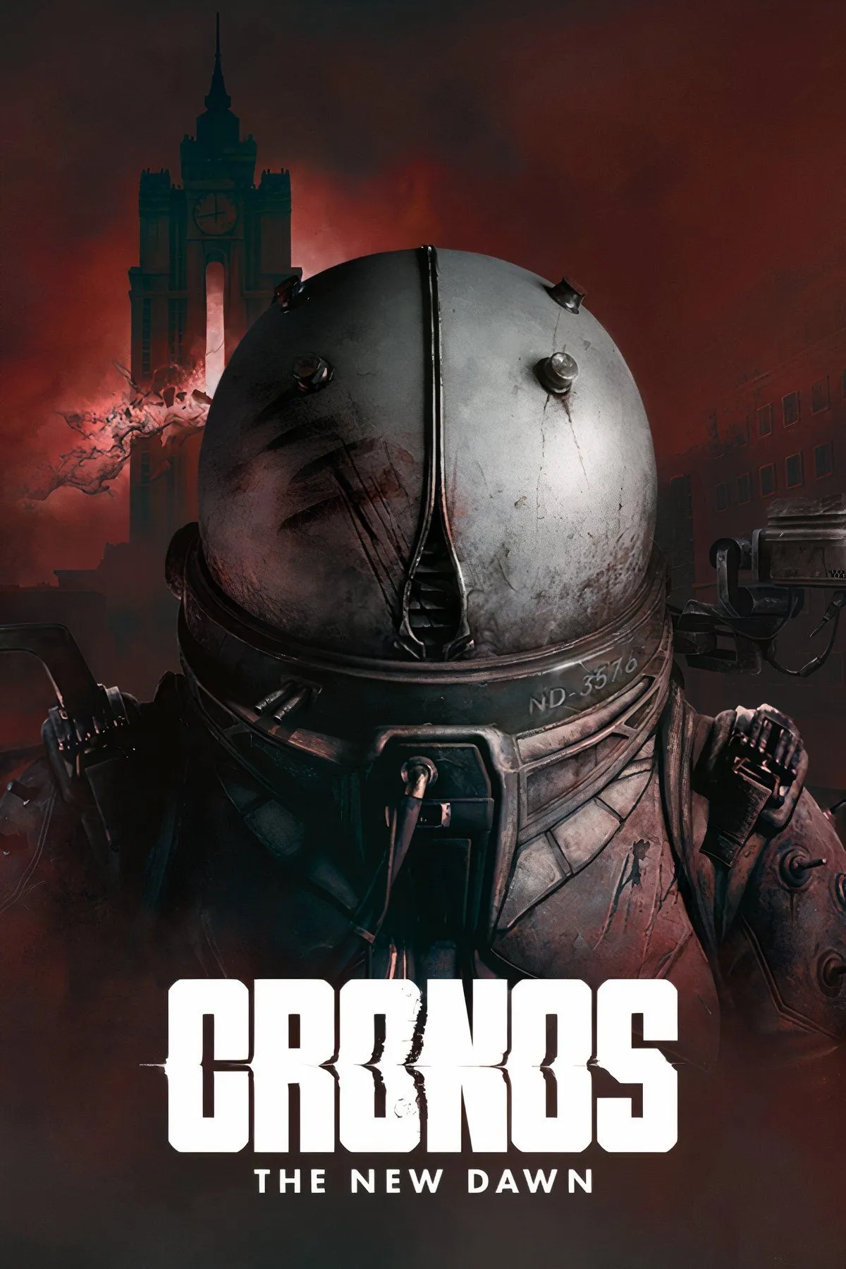 Nhân vật chính trong bối cảnh kinh dị dystopian của Cronos The New Dawn với ánh sáng từ đèn pin.