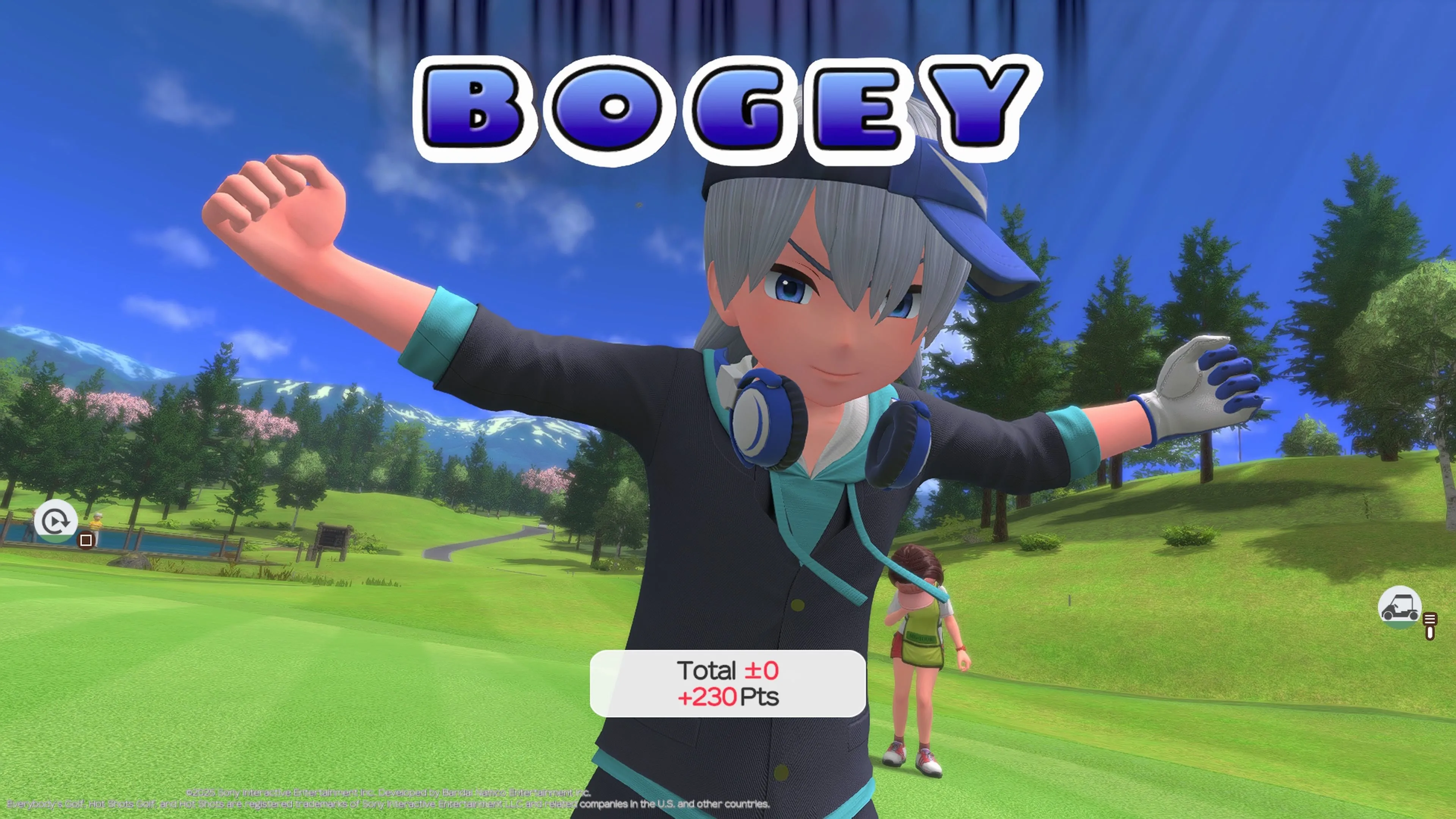 Thanh lực swing giật lag trong Everybody's Golf Hot Shots, gây khó khăn cho người chơi trong việc căn chỉnh cú đánh.