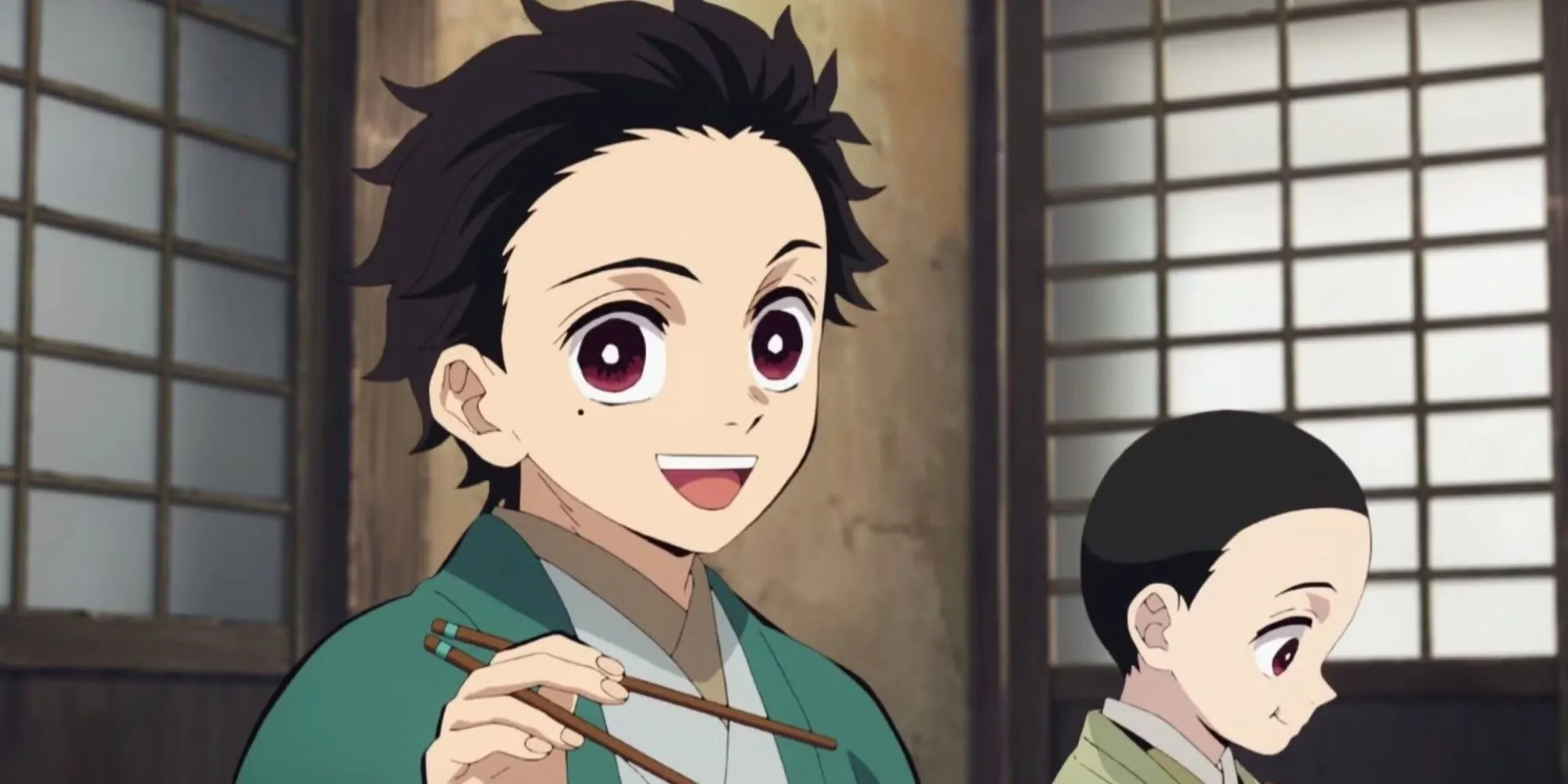 The Kamado Siblings Sharing Rice with a Stranger 