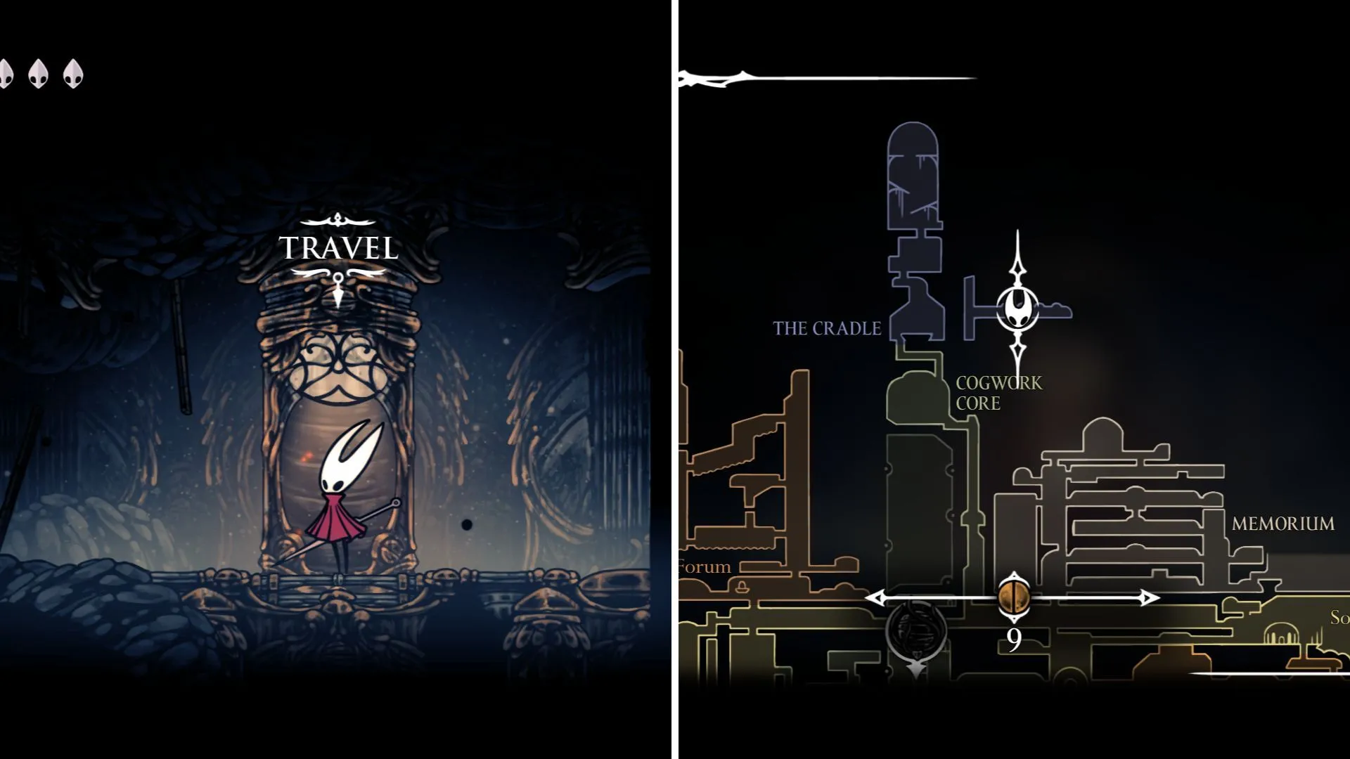 Vị trí trạm Ventrica Terminus trong Hollow Knight Silksong, trung tâm kết nối các tuyến đường